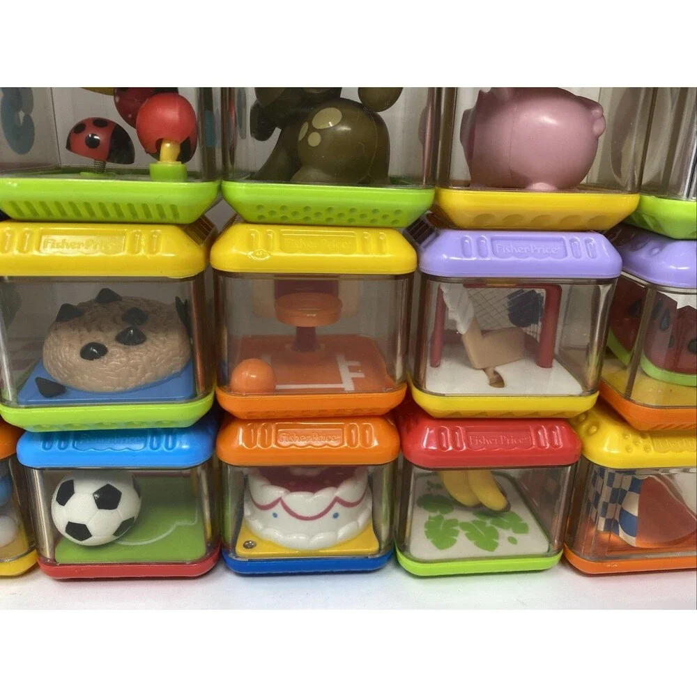Fisher Price Peek A Boo Building Blocks Animals Sensory Play Toy Set Lot 27